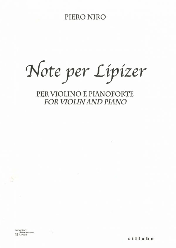 NIRO Piero - Note per Lipizer per violino e pianoforte