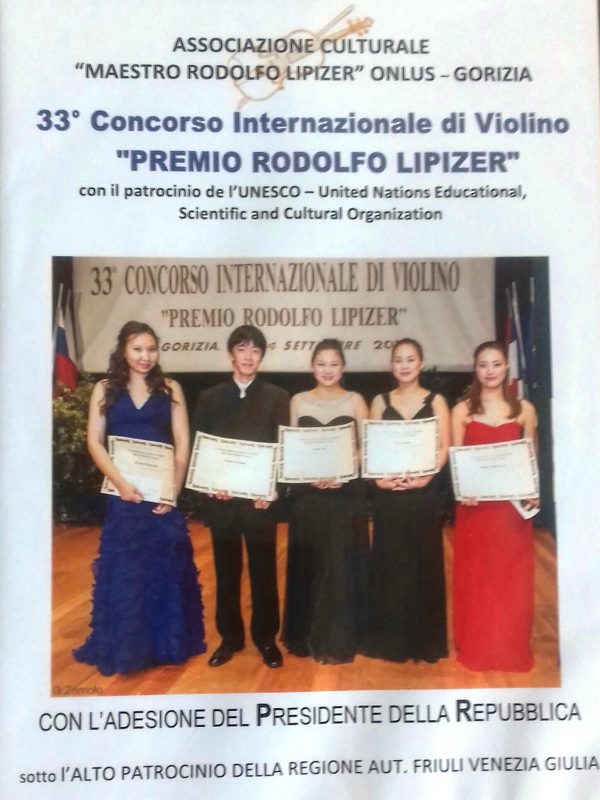 33° CONCORSO INTERNAZIONALE DI VIOLINO "PREMIO RODOLFO LIPIZER"  -  CERIMONIA DELLE PREMIAZIONI E CONCERTO DEI LAUREATI (2014)